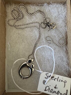 Sterling Silver Family Embrace Pendant Necklace - Silver